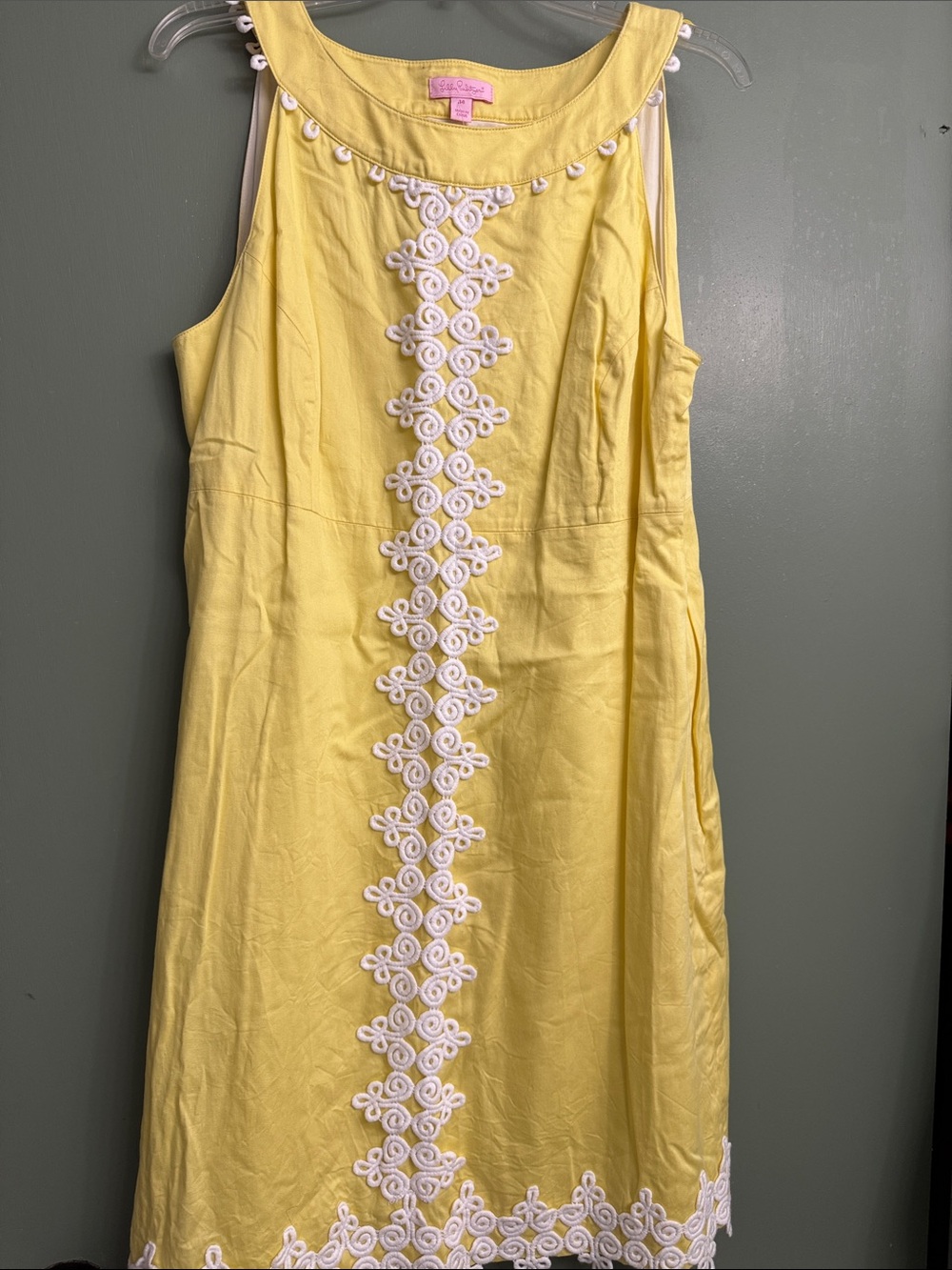 Lilly Pulitzer Yellow Sleeveless Shift with White Embroidered Trim